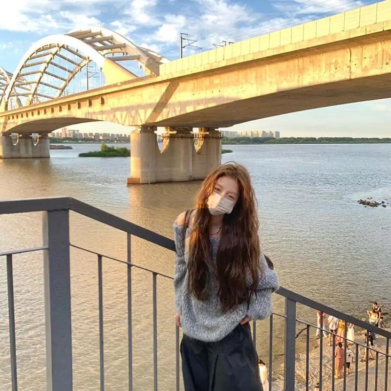 

Women's Clothing Autumn and Winter Off-Shoulder Sweater Knitwear Tops Long Sleeves Base Layer Outerwear Fashion Sexy