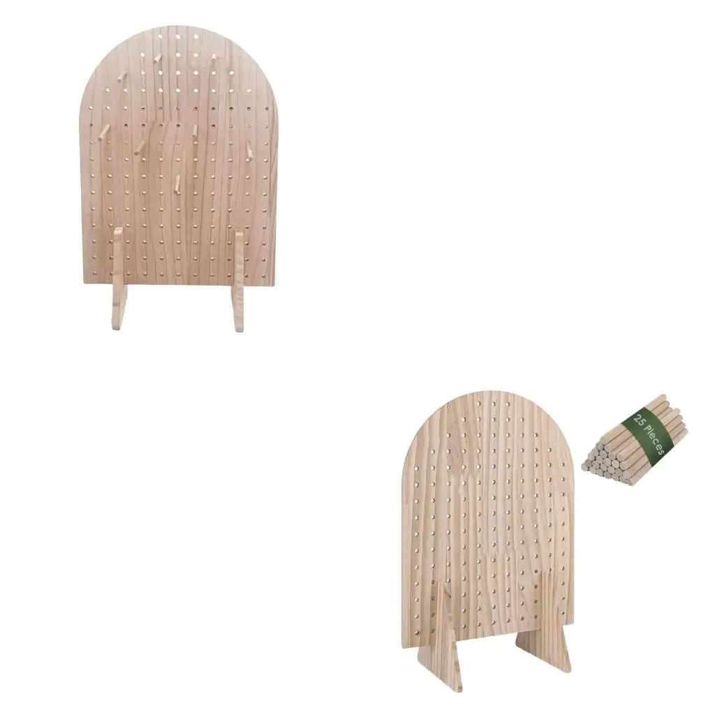 

Деревянная стойка для демонстрации ювелирных изделий с двухсторонней перфорированной доской и несколькими крючками для серег,