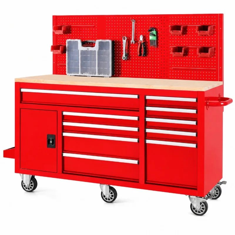 Duty Mobile Workstation Tool Cart With Drawers And Locking Cabinet For Auto Repair Workshop Garage Service Trolley Equipment