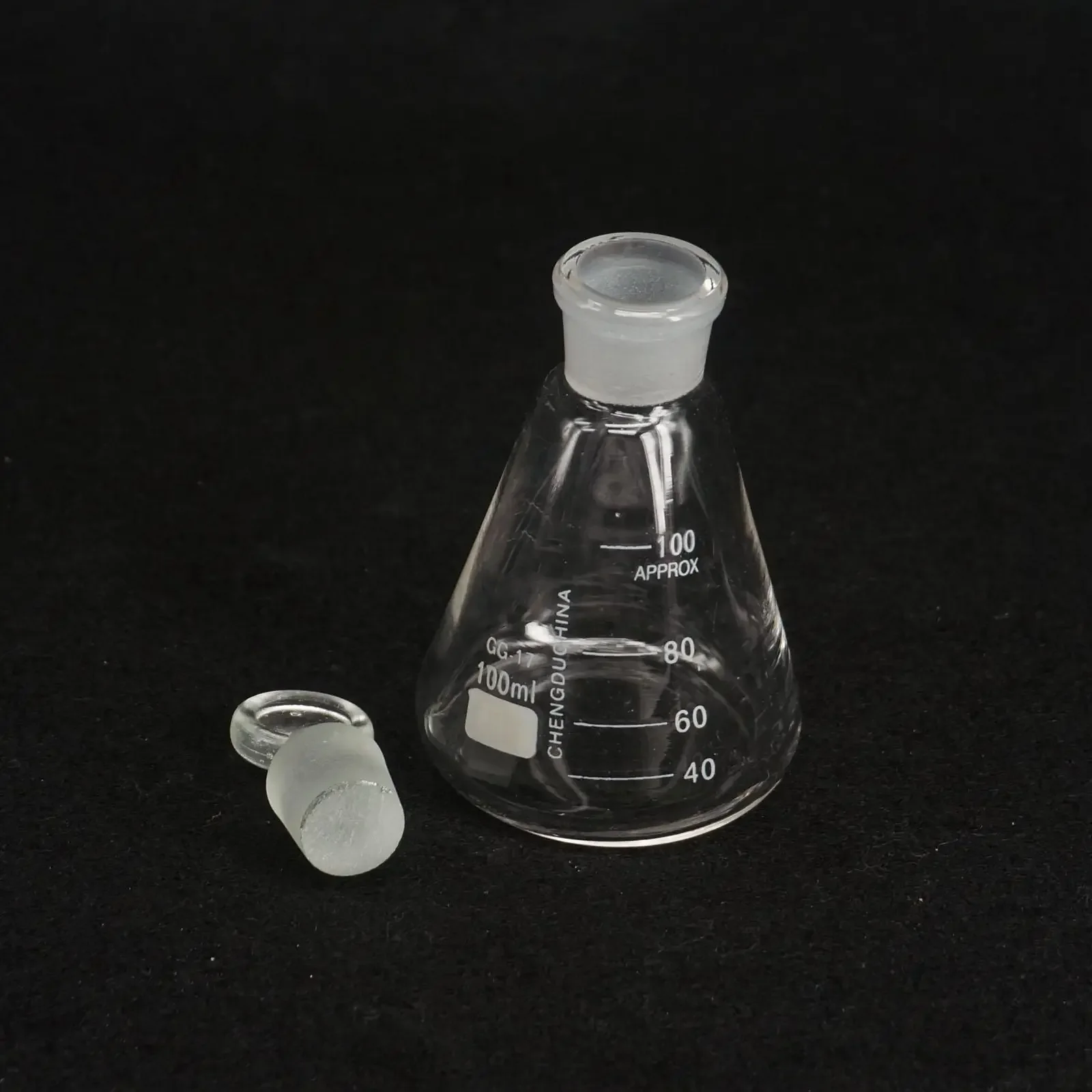 100ml Lab Borosilicate Glass Erlenmeyer Conical Flask with Ground-in Stopper