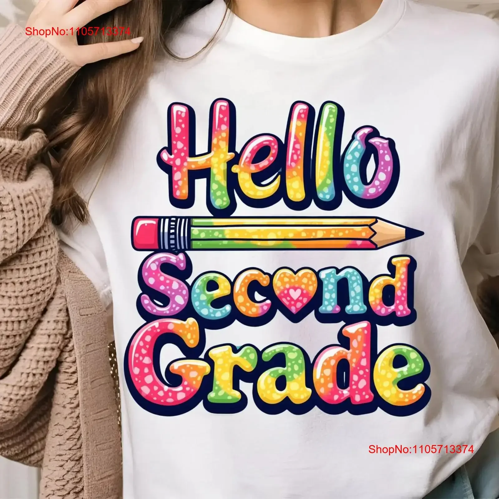 Hello Second Grade T Shirt Back To School Rainbow 2nd Teacher vintage Washed graphic homme Comfortable Unisex Casual Slightly