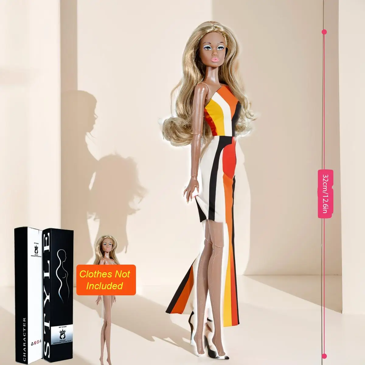 

12.6in 1/6 Collectible Figurine, Supermodel 12-Joint Articulated Doll With Realistic Makeup, BJD/MJD Professional-Grade