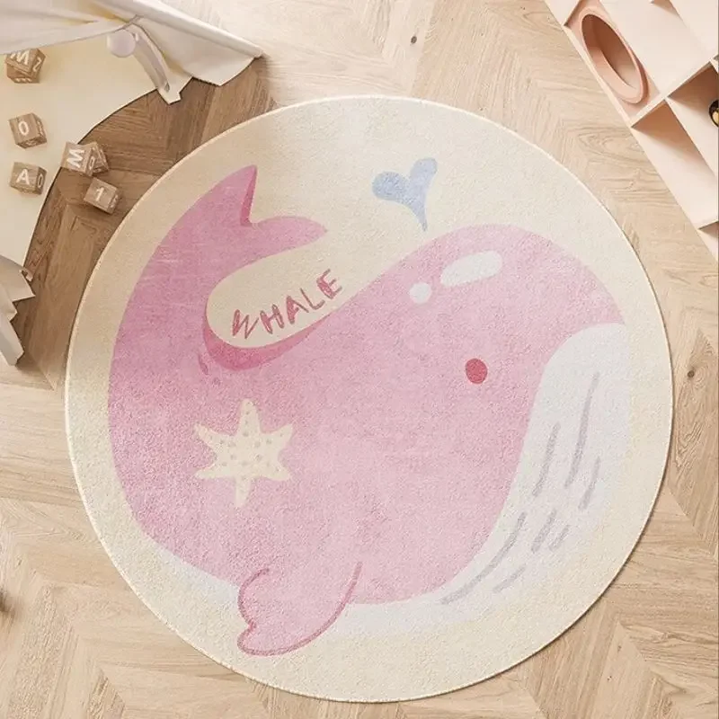 Round Fluffy Carpet For Living Room Cartoon Hairy Nursery Play Mat For Children Animal Hairy Bedroom Rugs For Kids Soft Baby Mat