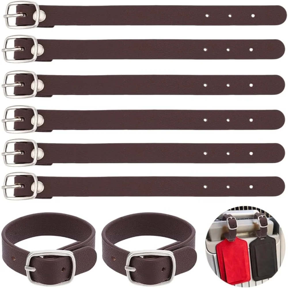 

12 Pcs Coconut Brown Kilt Extender Buckle Straps Leather Cuff Belt Buckles 7.6x0.45 Inch PU Imitation Leather Luggage Straps