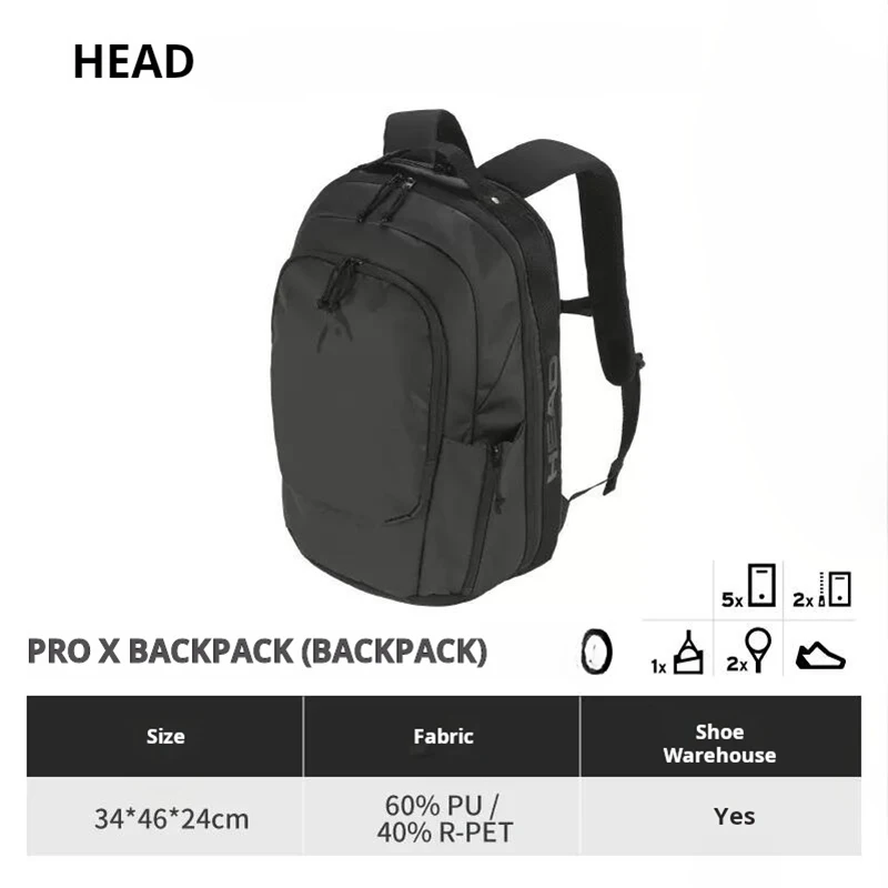 HEAD Zverev PRO X Tennis Backpack Shoulder Tennis Racquet Bag Tournament Bag