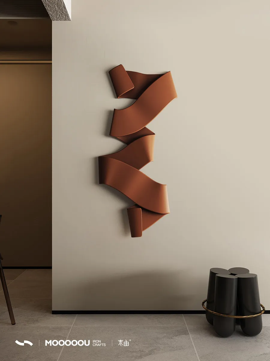 Ribbon three-dimensional wall decoration, entrance background wall, wall hanging metal wall decoration at the entrance