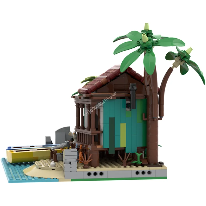 Moc Pirate The Fishing Camp Modular Architecture ปราสาทบล็อกอาคาร Diy สร้างสรรค์เด็กประกอบการศึกษาอิฐของเล่นของขวัญ