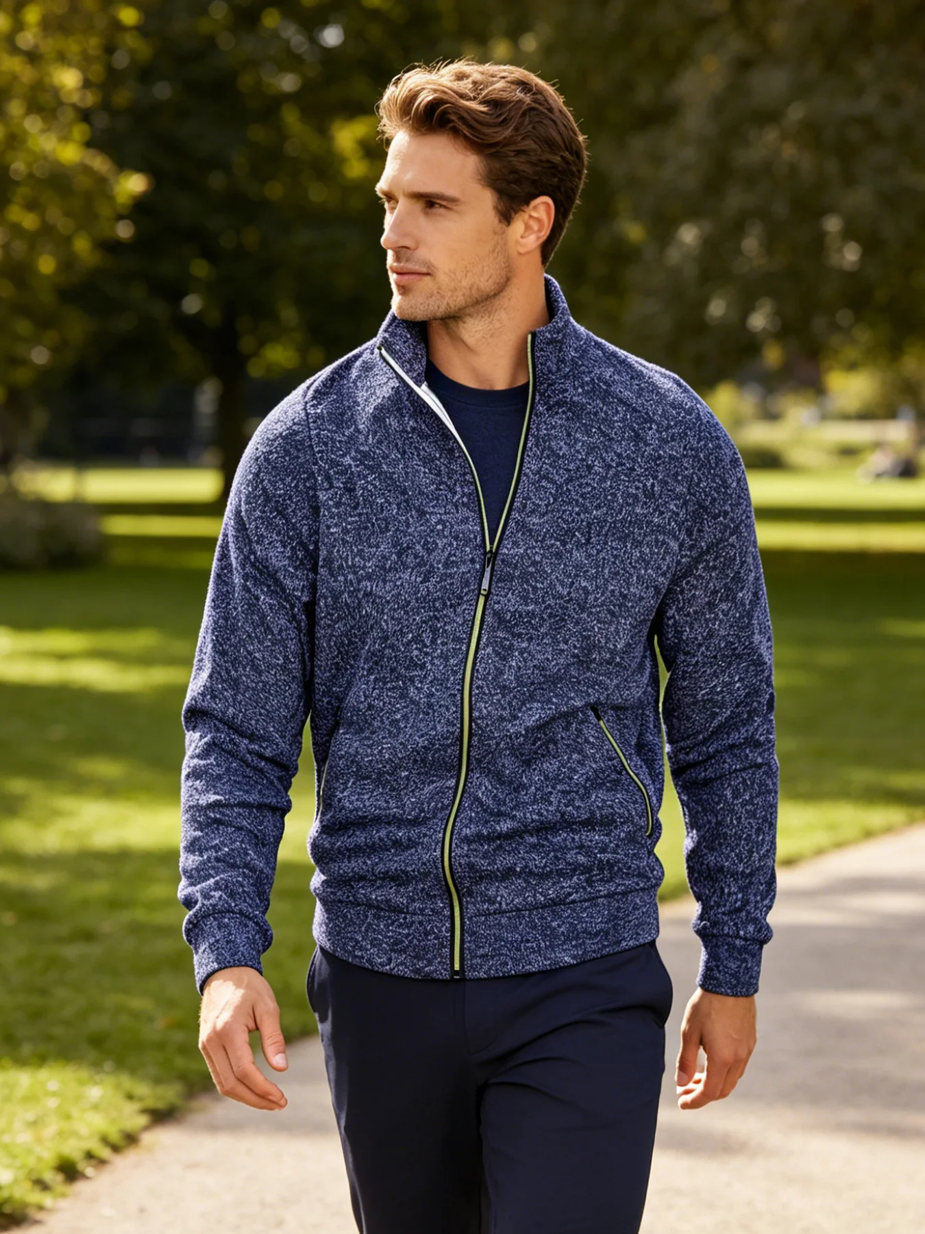 Men Stand Collar Full Zip Jacket Stand Collar Casual Coat With Zipper Pockets Casual Outdoor Commute Perfect For Commute