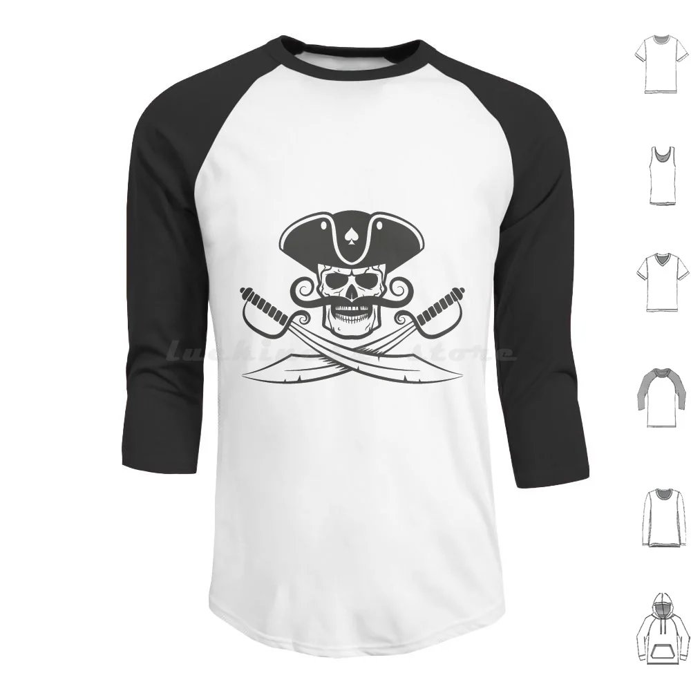 Pirate Flag Hoodies Long Sleeve Pirate Pirates Ship Skull Movie Ocean Chopper Luffy Skeleton Bone Captain Piece