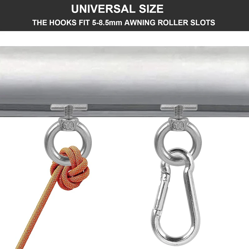 Smart-10PCS กันสาด Rail Stoppers 6 มม.10 Carabiners, 304 สแตนเลส Rv กันสาดตะขอสําหรับไฟ Camping Awning