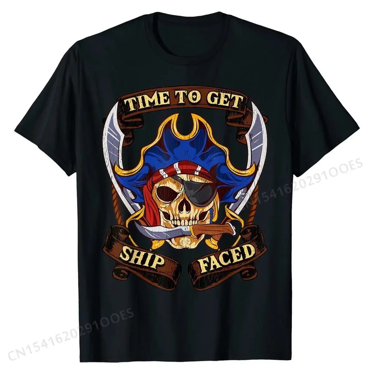 Pirates Time To Get Ship Faced Talk Like A Pirate Day Humor T-Shirt T Shirt New Design Normal Cotton Men Tops Tees Casual