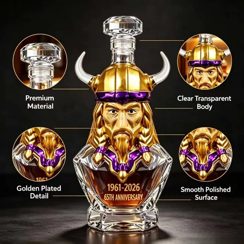 Viking Sculpted Figure Wine Decanter Clear Glass Liquor Storage Bottle Home Bar Tabletop Ornament And Gift