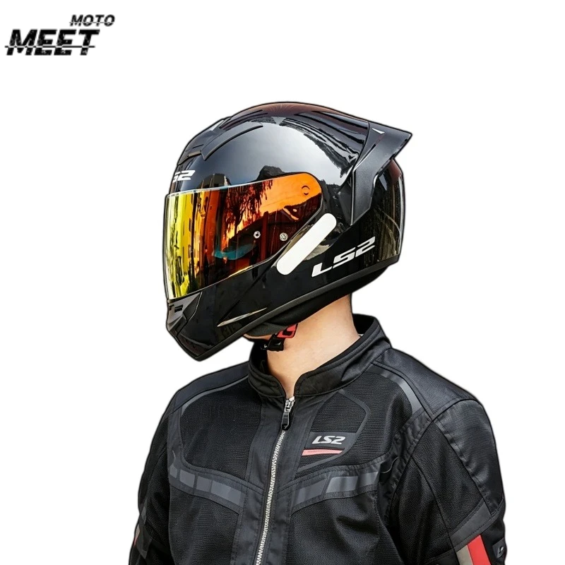 LS2 FF352 Full Face Motorcycle Helmet, Anti-Fog Visor, Large Spoiler, 4-Season Universal Motorbike Helmet for Men & Women