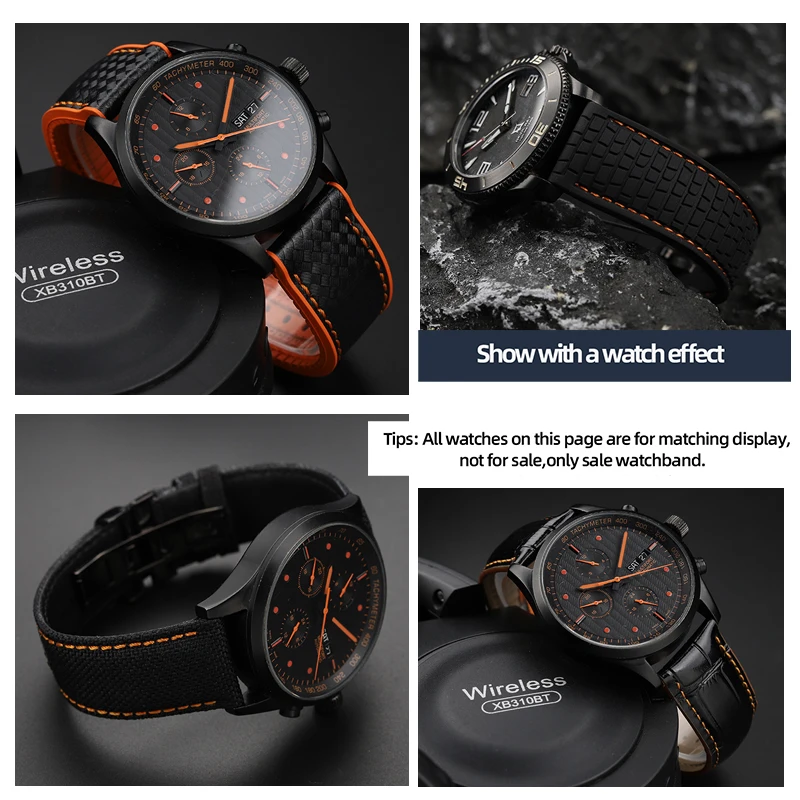 Correa de reloj impermeable para Mido Multifort M005.430 M005.614 Commander M021.407, correa de moda de línea negra y naranja, 20, 21, 22, 23mm