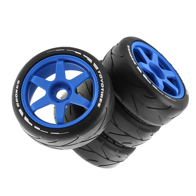 105mm 1/8 Scale RC Off Road Tires Wheel 17mm Hex for ARRMA Redcat Team VRX Hobao, Blue