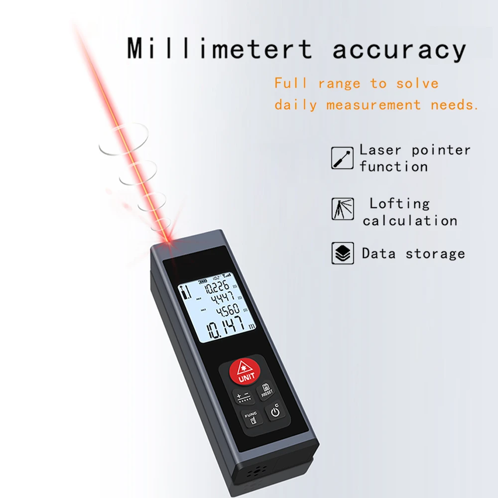 Laser Distance Meter Range Finder 40m 60m 80m 100m Rechargeable Digital Rangefinder Indoor Outdoor Measurement Calculation Tools