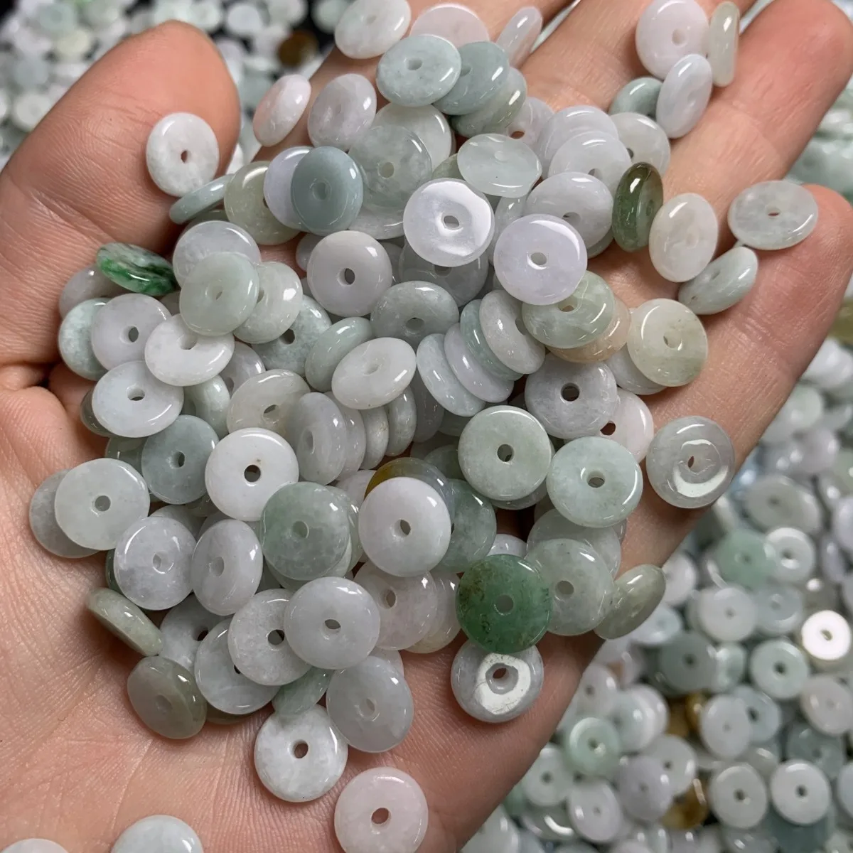 DIY Jewelry Craft Accessories Myanmar Jade Jadeite A Goods Small Jade Buckle Jewelry Loose Beads 9MM Button