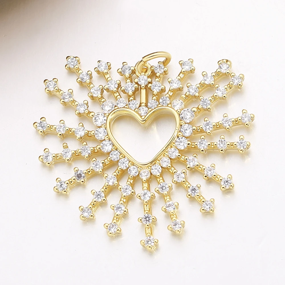 Juya 18k Echtgold vergoldet Micro Pave Zirkon kreative Dekoration Liebe Herz Stern Charms für DIY Luxus Anhänger Schmuck machen – Detail 4
