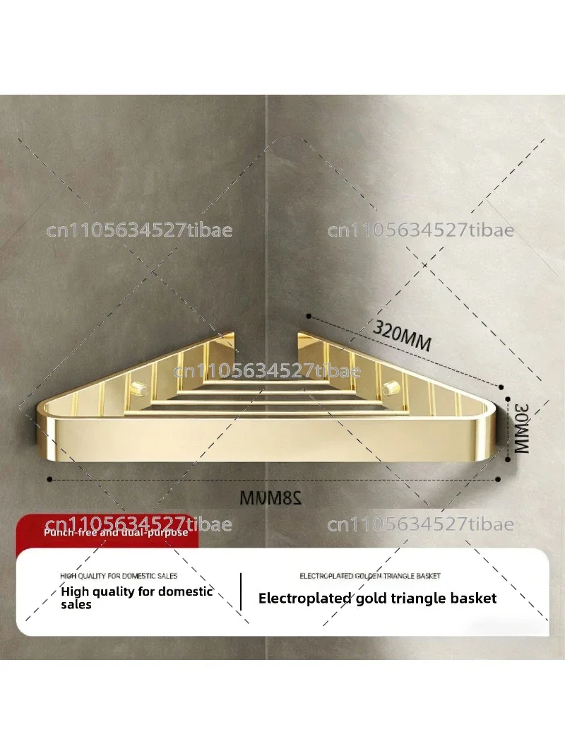 

High-End Nordic Style All-Copper Non-Punching Triangular Bathroom Basket Toilet Corner Nano Rack for Efficient Space Utilization