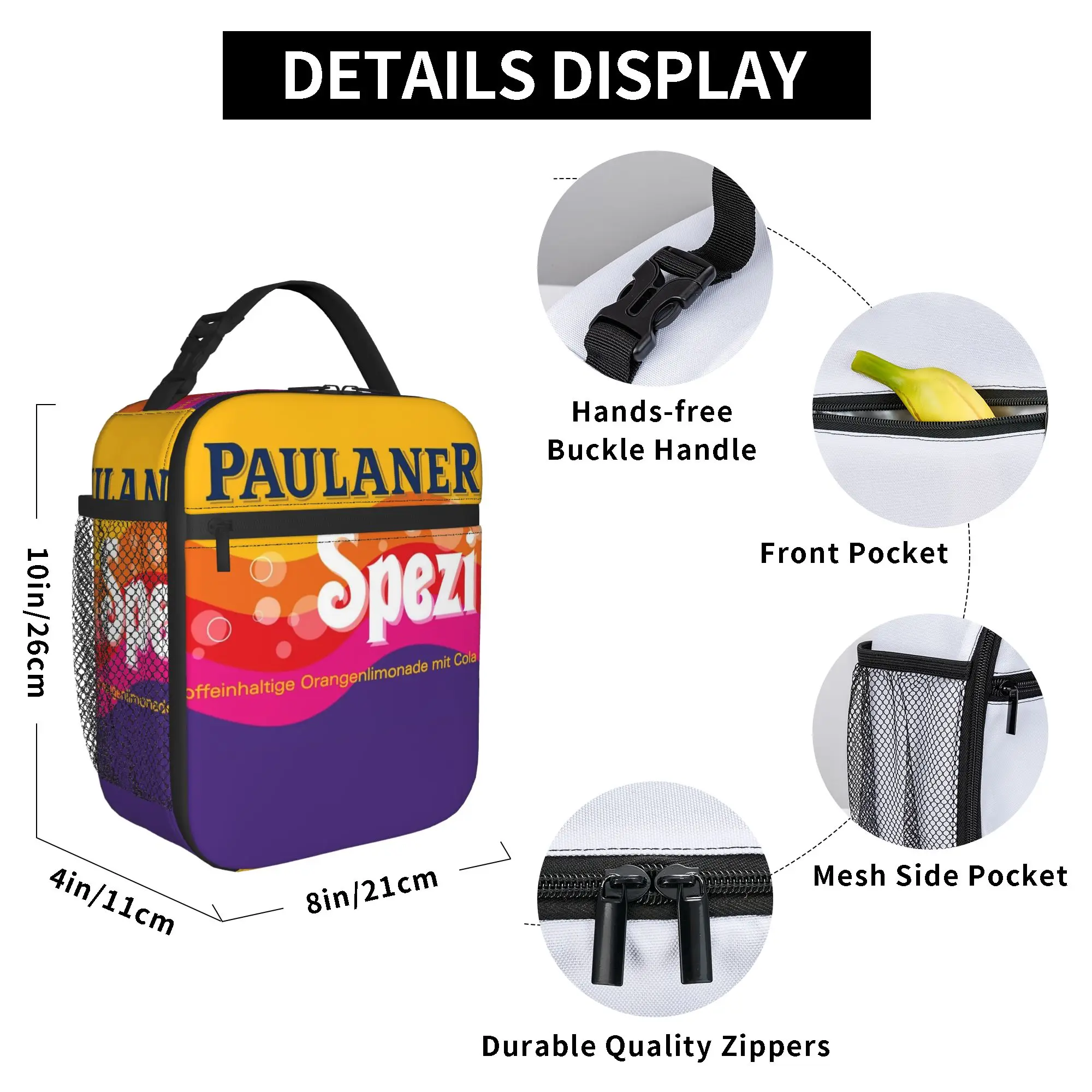 Paulaner Spezi Lunch Bag  Office Lunch Box For Girls Casual Graphic Thermal Tote Handbags Oxford Convenient Cooler Bag