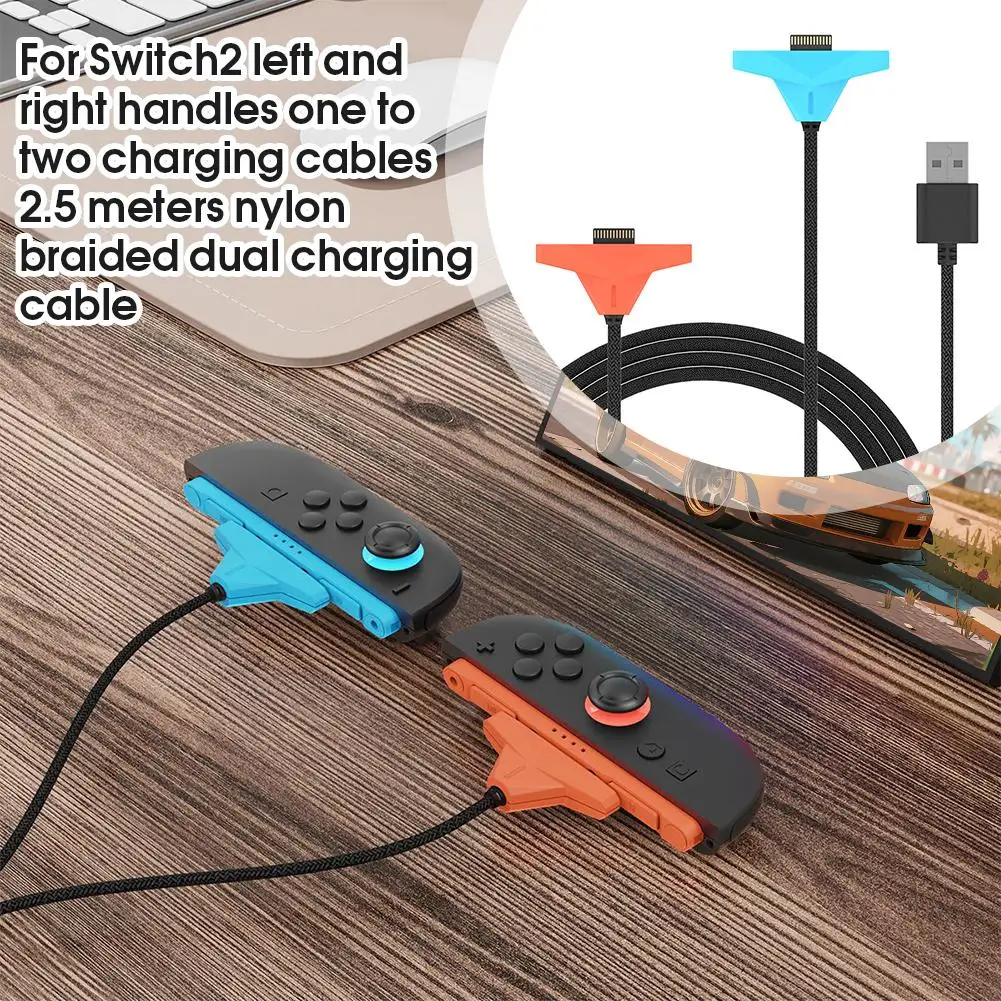 Charging Cable Magnetic For Switch2 Left & Right Controllers 2-in-1 Dual Charger, For Switch2 Charging Accessory