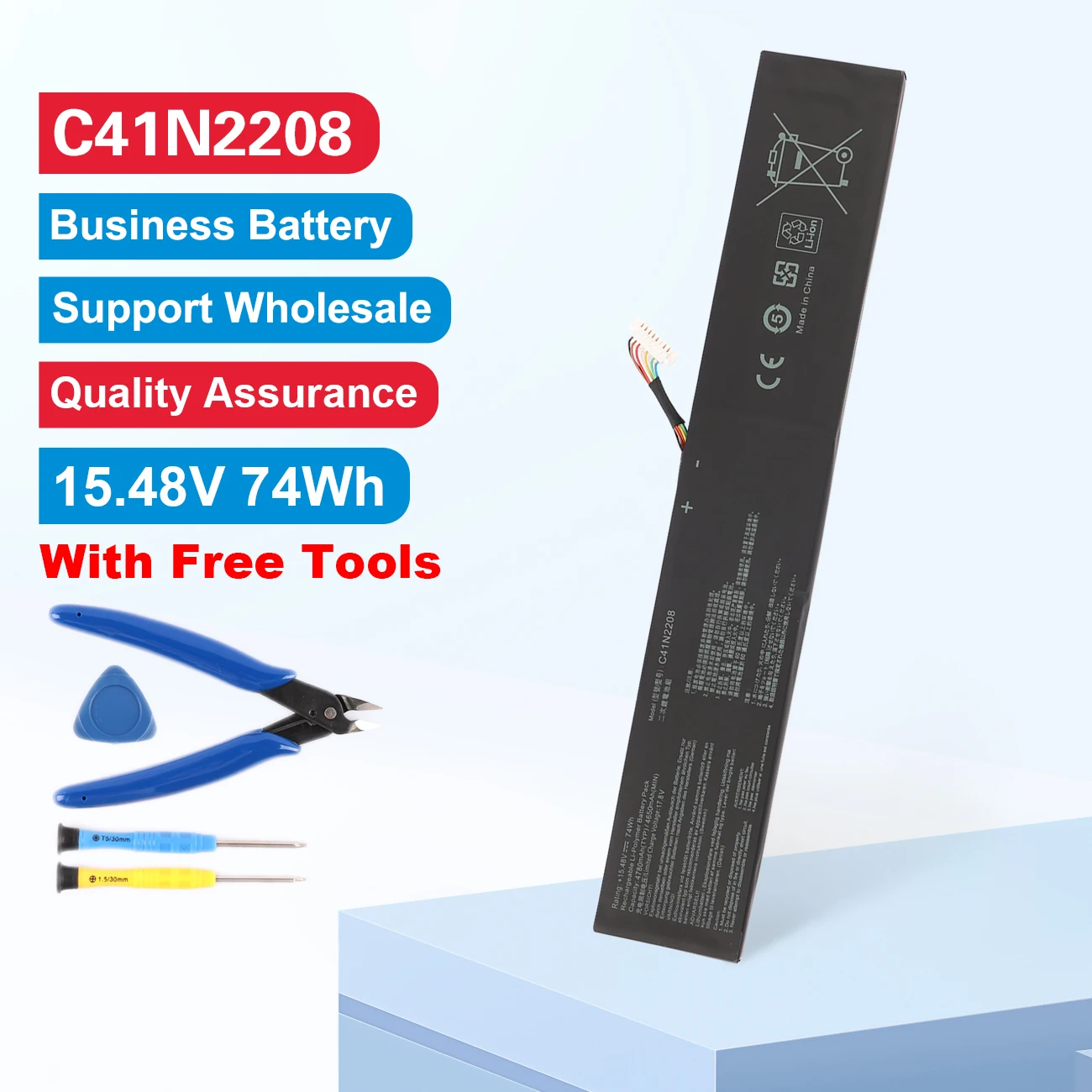 

C41N2208 Rechargeable Li-Polymer Battery For ASUS RC71L PC71L NR2301L (2023) Gaming Handheld Series 15.48V 74Wh/4780mAh