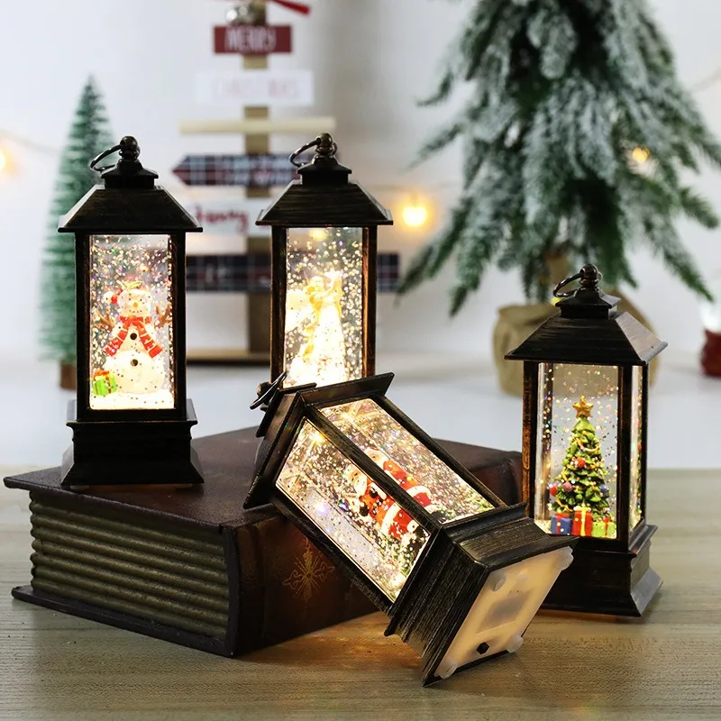 

Christmas Small Wind Lanterns Caroon Xmas Tree Santa Claus Snowman Light Noel Merry Christmas Decor 2025 Happy New Year 2026