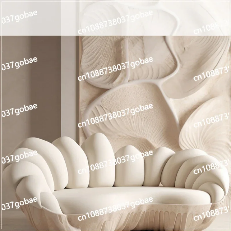 Cream Style Sofa, 4-seater Shell Shaped Sofa, Living Room, Shaped Sofa, Personality