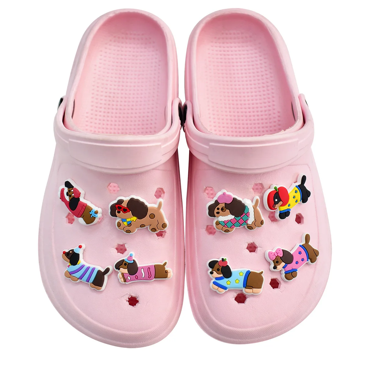 Picture 3: Popular Pastel Cartoon Dachshund PVC Shoe Charms Fashion Easy Install Removable DIY Decor Ornaments For Clogs Best Holiday Gift