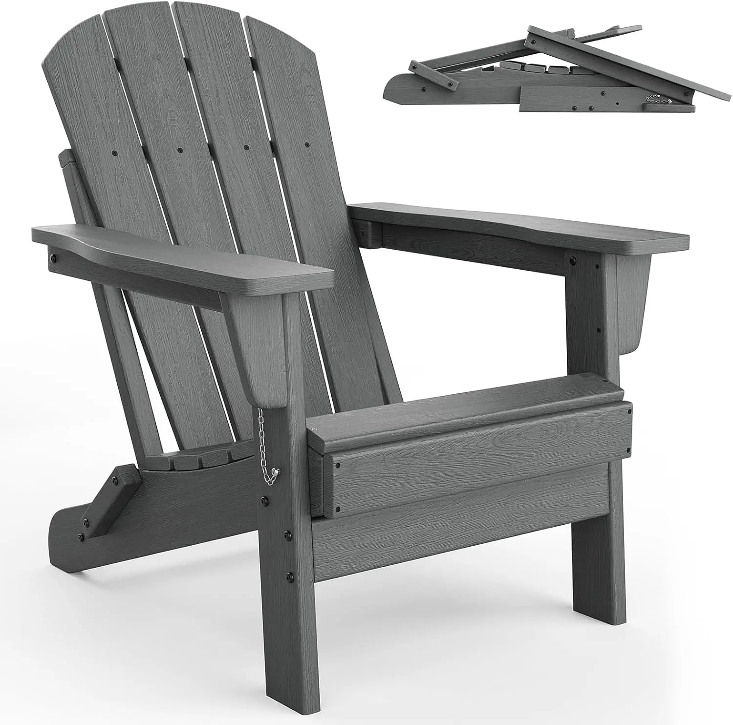 

Folding Adirondack Chairs, HDPE Outdoor Patio Chairs All Weather Resistant with Wood Texture for Fire Pit, Deck, Patio, Pool, Ba
