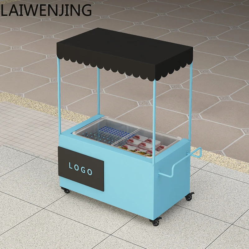 

HLZ outdoor stall cart refrigerator freezer storage cart with wheels can be disassembled with canopy wrought iron