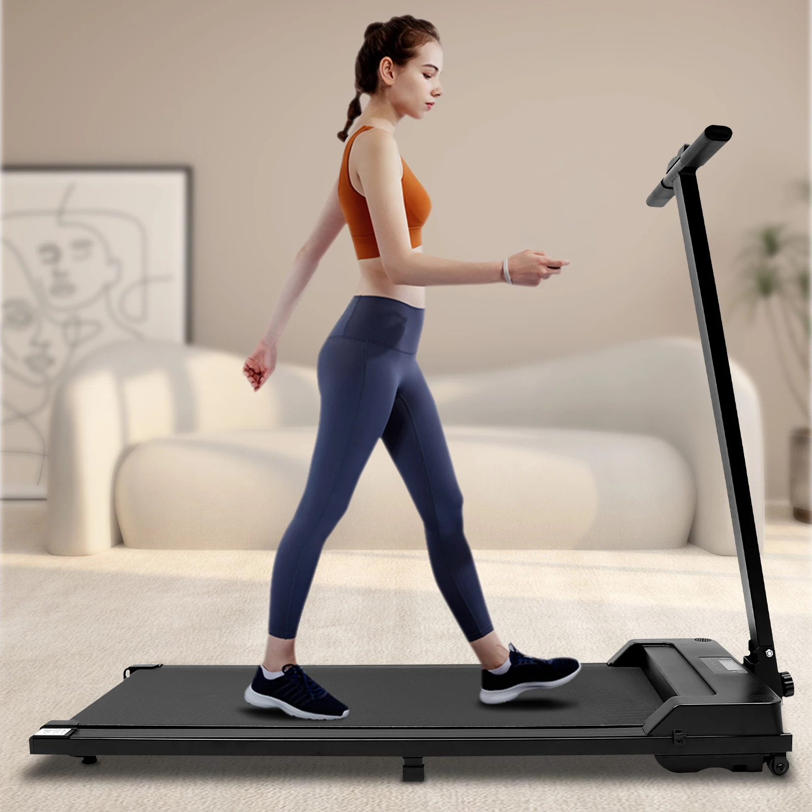 Treadmill Walking Treadmills 1-6km Flat Treadmill, Electric Treadmill w/Remote Control, Walking Pad Treadmill with LED