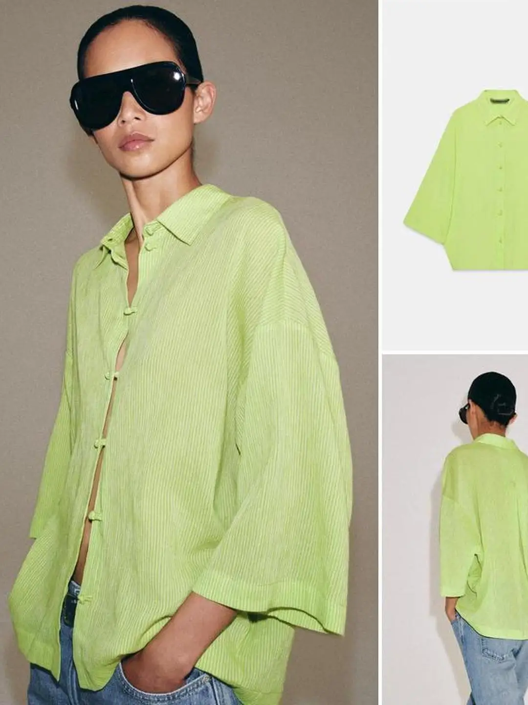 Casual Summer Shirt Women's Straight Tube Seven Sleeve Rope Buckle Closure Loose Fit Breathable Polyester Fiber Flip Collar