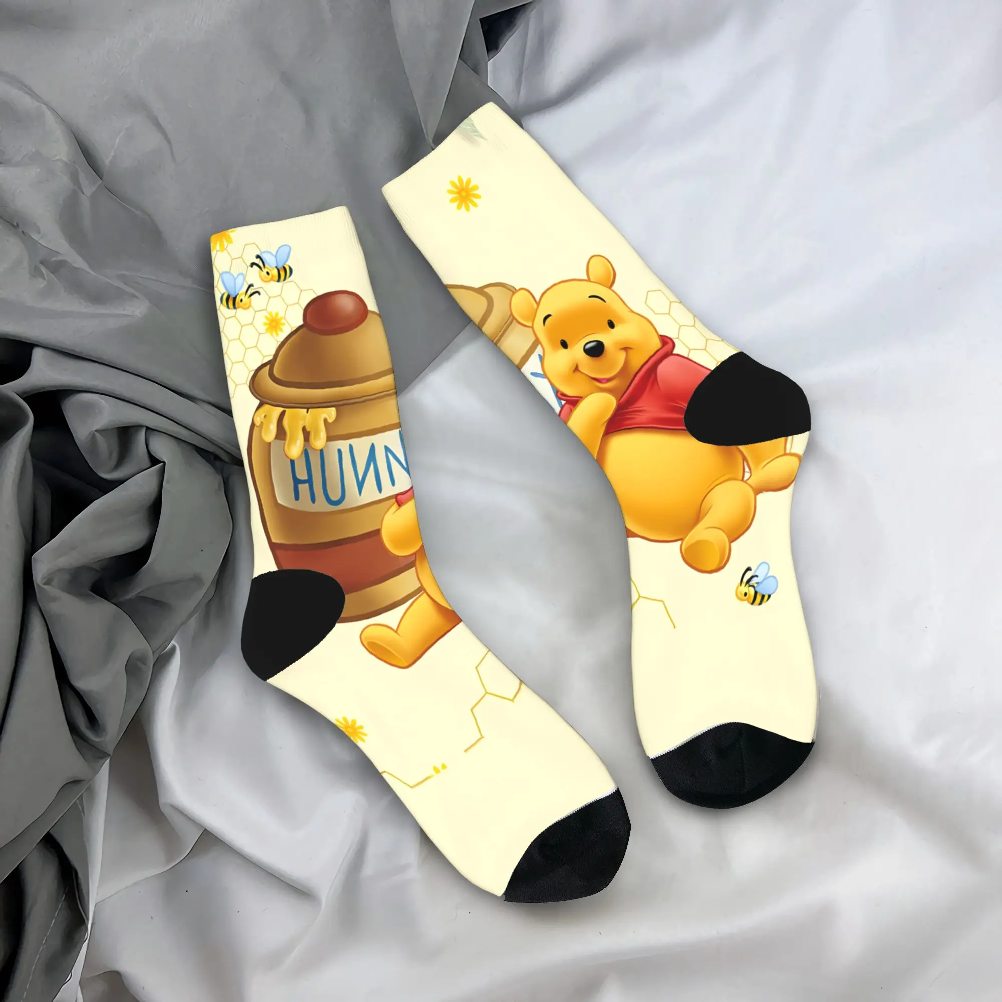 

Мужские носки Winnies the Poohs, медовые чулки, нескользящие удобные носки, зимние носки для бега в стиле ретро на заказ