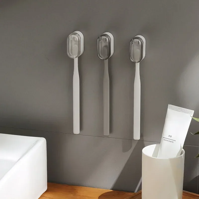 Toothbrush Holder Dust-free Innovative Essential For Home Dustproof Toothbrush Holder Stylish Design Feature Wall-mounted