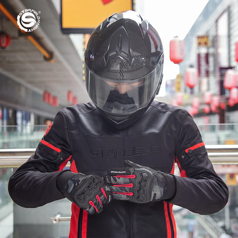 

SFK Full Finger Motorcyle Gloves Summer Mesh Breathable Moto Luvas Riding Race Motocross Protection Touch Screen Knights Gears