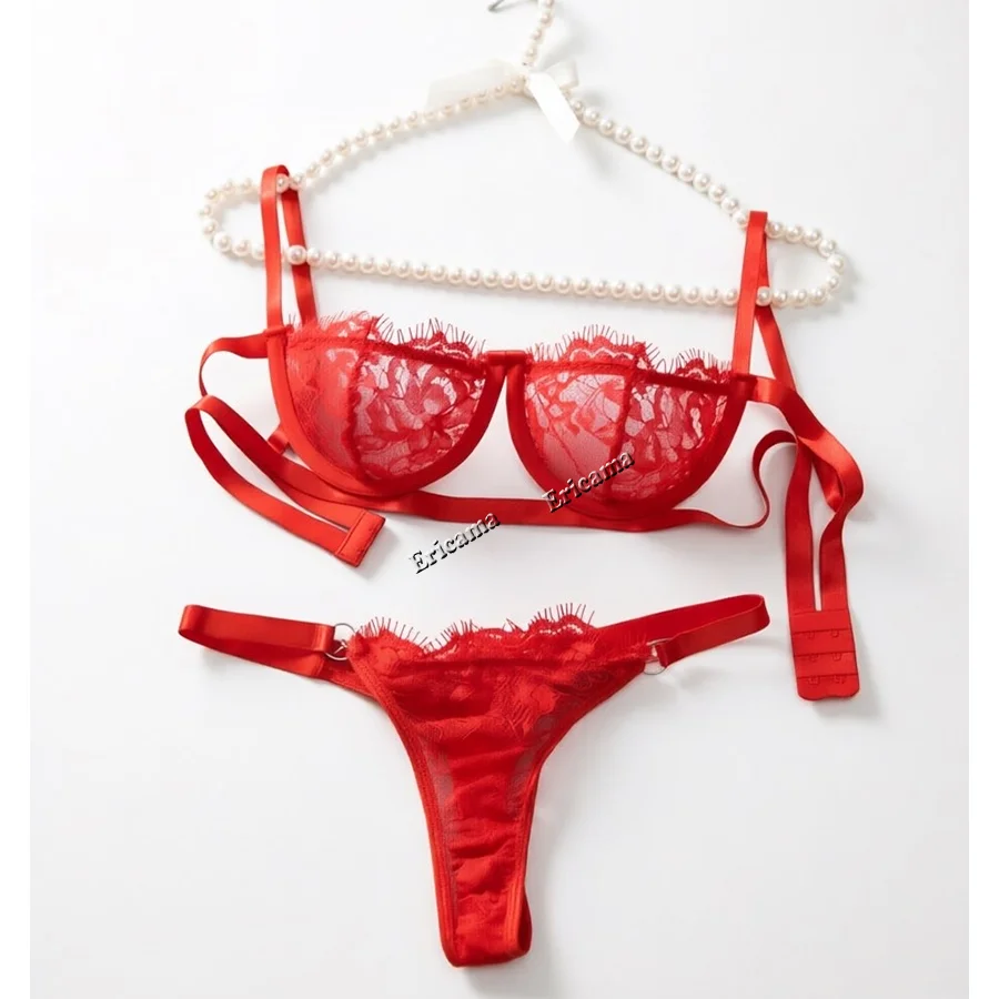 Lenceria Babydoll Sexy Bra And Panty Set Lingerie Intimates Women Lace Transparent Open Bra Hollow Out Underwear Erotic Costumes