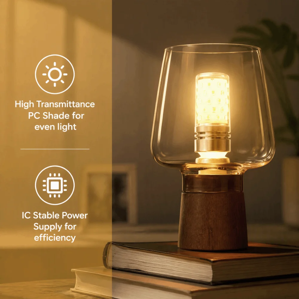 Non-Dimmable E12 LED Bulbs AC 85-265V 12W Corn Bulbs Clear PC Shade Warm White LED Chandelier Bulbs Indoor