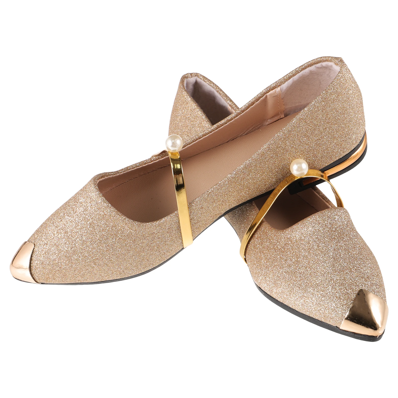 

Pearl Pumps Flat Dress Shoes for Women Flats Chunky Heel Elegant Pointed Toe Dressy Sandals Women's