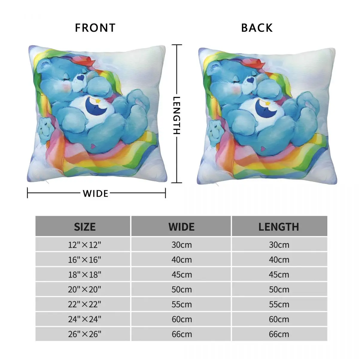 Cute Cartoon Care Bears Pillow Case Cushion Cover Polyester Graphic Pillow Cover Morden Pillowcases For Wedding Party Home Decor