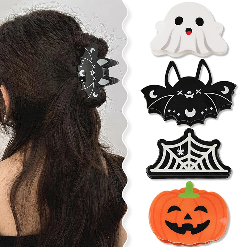 

Halloween Hair Clips Spooky Pumpkin Grab Clips Back Of The Head Plate Hair Bat Ponytail Clips Hair Accessories