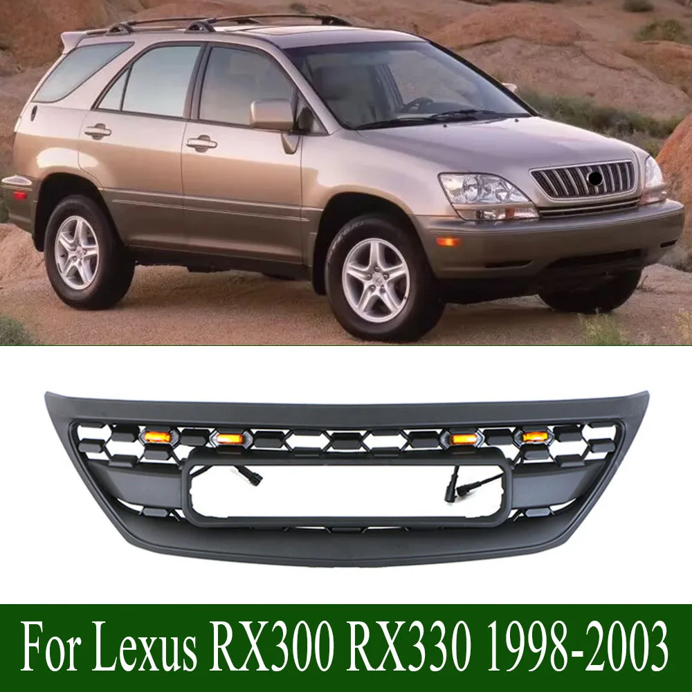 

Upgrade Racing Grille Radiator Grille With Letter Mesh Cover Grills ABS Front Bumper Grills For Lexus RX300 RX330 1998-2003