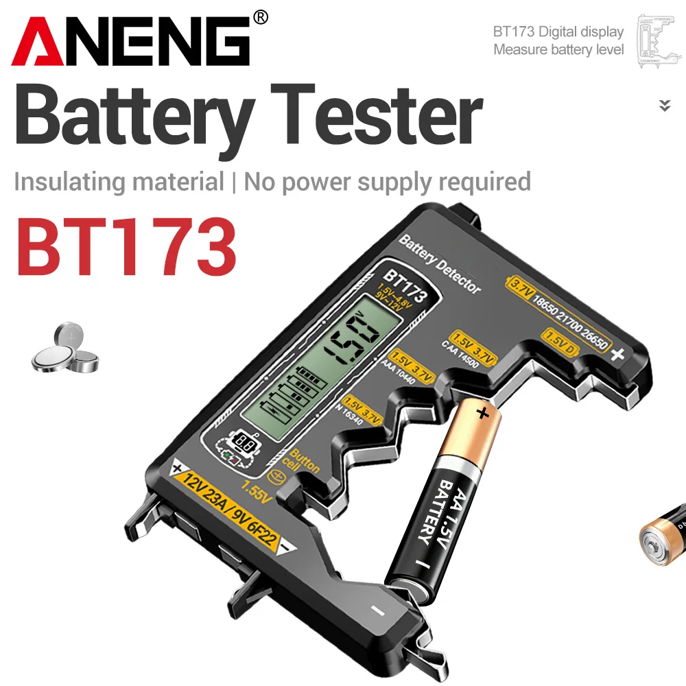 

Battery Testers Digital Universal Two detectionin terfaces BT173 Battery Test C D AA AAA N 9V Button Cell Portable Test Tools