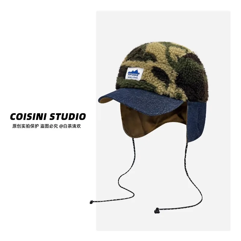 جديد ريترو الدنيم الربط أفخم Bomber القبعات للنساء الخريف والشتاء في الهواء الطلق الترفيه الدافئة سدادات حماية الأذن قبعة رجالية متعددة الاستخدامات #1