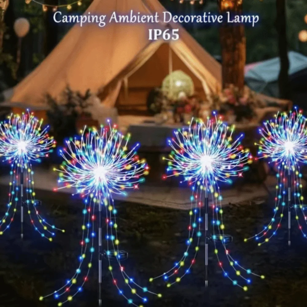 Waterproof Solar LED String Lights Copper Wire LED Lights Firework String Lights Solar Powered Stake Lights Outdoor Stake Lights