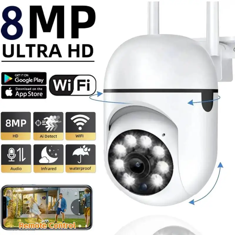 camera de vigilancia de seguranca sem fio wifi ip exterior zoom 4x cctv domestica inteligente rastreamento humano ai audio bidirecional camera hd 8mp 01