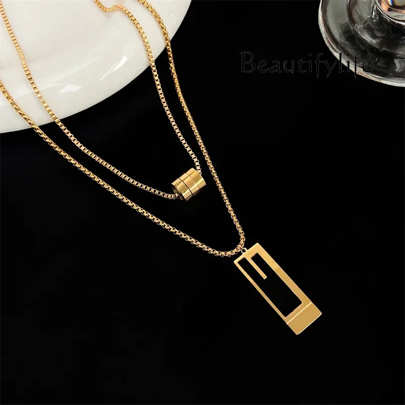 Titanium steel sweater chain new long double-layer decorative necklace women's niche design sense high-end accessories