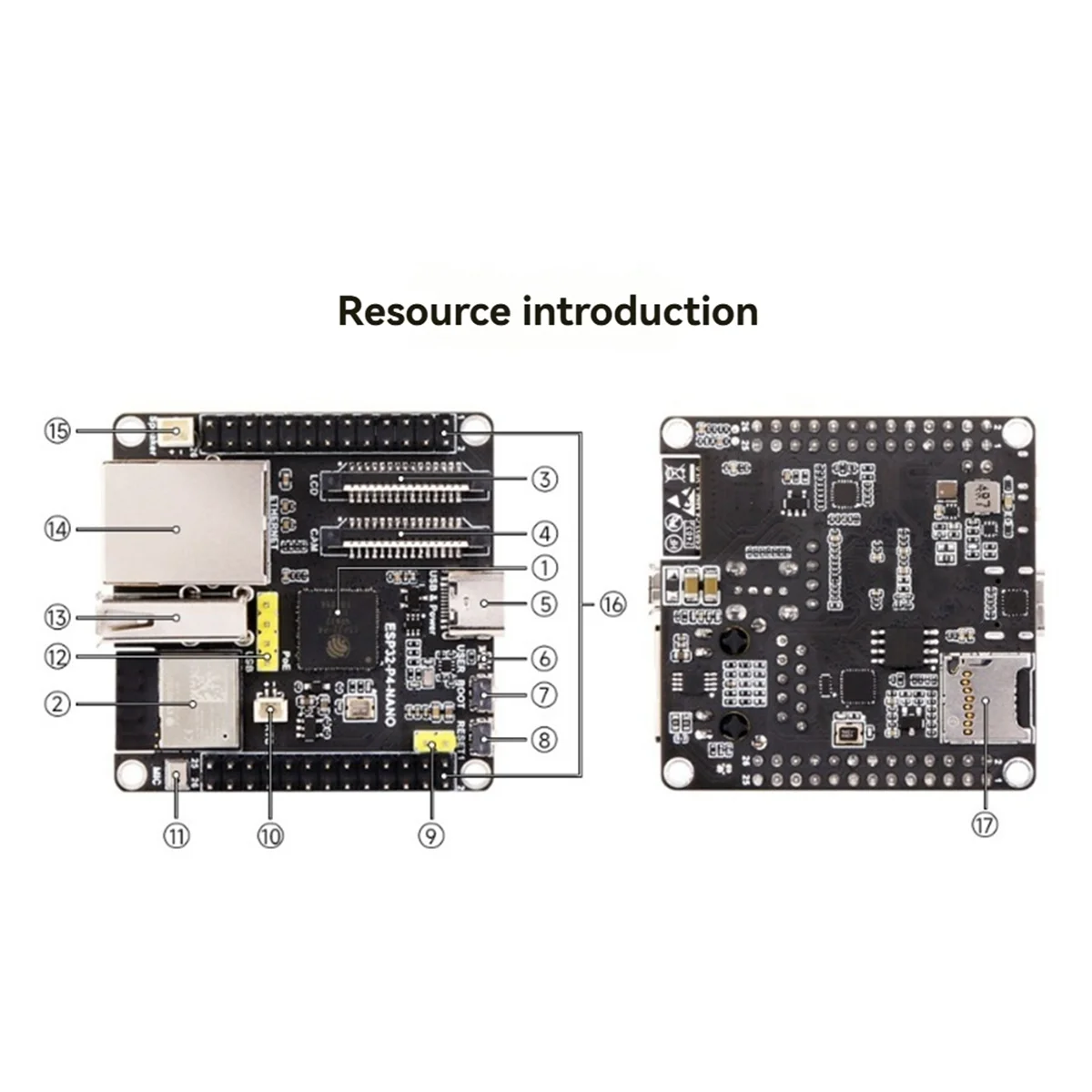 ESP32-P4-NANO Development Board+POE Module+Speaker Kit Dual-Core RISC-V WiFi6 Bluetooth5/BLE RJ45 100M Ethernet Port