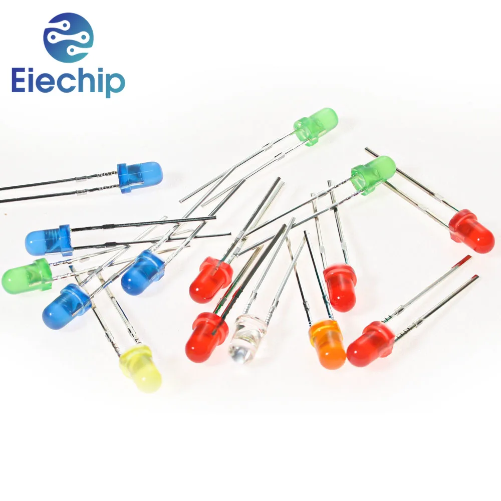 60pcs/lot Led Diodes Kit 3mm 6 Values *10PCS LEDs set,White Red Yellow Blue Green Orange F3 LED Lights Diodes Electronic Kit