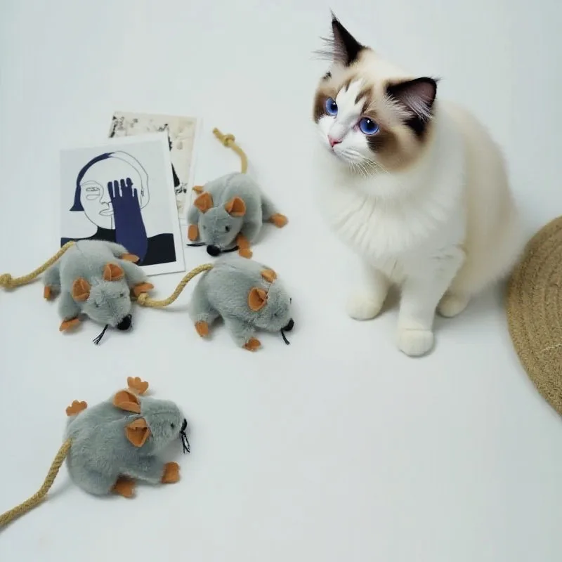 Interaktives Katzenspielzeug, Plüschmäuse, Spielzeug, graue Mausform, Kätzchenspielzeug für den Innenbereich, Katze, Plüschmaus, Katzenspielzeug, Katzen-Kauspielzeug – Detail 3